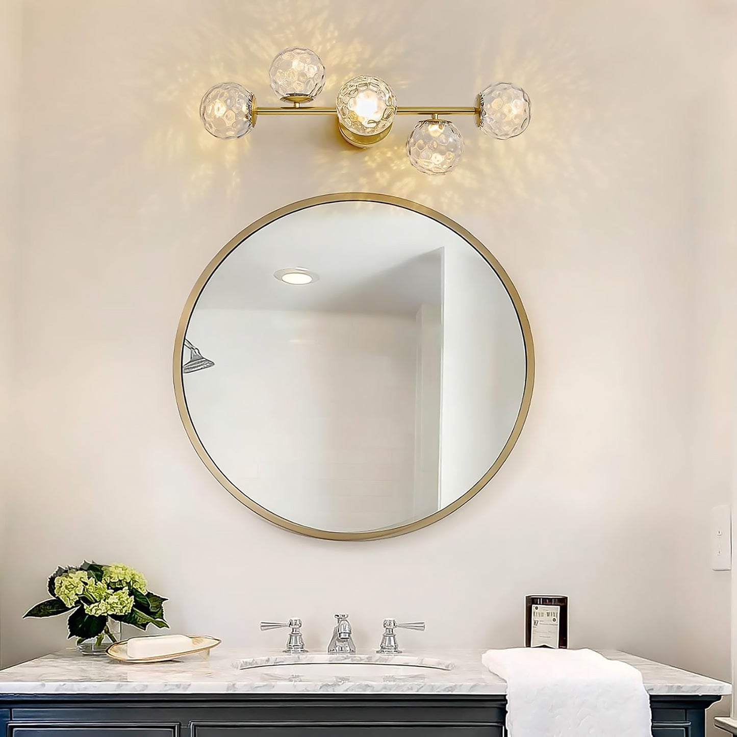 Gold Bathroom Vanity Light Fixtures 5 Lights Modern
