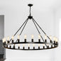 53.15 Inch Black Extra Large Wagon Wheel Chandelier, 28-Lights Farmhouse Industrial Round High Ceiling Pendant Light Adjustable Chain, for Dining Room, Living Room-E26