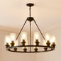 Black Wagon Wheel Chandelier 34.5 Inch Modern Farmhouse Glass Pendant Light 12-Light Ceiling Hanging Lighting Fixtures for Living Room Dining Room Kitchen Island Foyer--NO INCLUDED BULBS