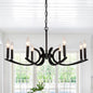 8-Light Farmhouse Chandelier, Black Metal Chandeliers  Light Fixtures Industrial for High Ceiling Living Dining Room Foyer. Adjustable Height-E12