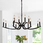 12-Light Farmhouse Chandelier, Black Metal Chandeliers  Light Fixtures Industrial for High Ceiling Living Dining Room Foyer. Adjustable Height-E12 (NO Included Bulb)