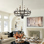 24-Light Black Chandelier Industrial Iron Candle Chandelier Modern Suspended Farmhouse Chandeliers Pendant Light Fixtures for Dining Room Bedroom Living Room Kitchen Island Foyer E12 Bulb (NO Include)
