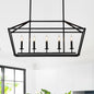 5-Light Farmhouse Kitchen Island Lighting,5 Light Industrial Linear Chandelier for Dining Room Metal Matte Black Finish Hanging Pendant Light Fixture for Bedroom Living Room Hallway Conference Room