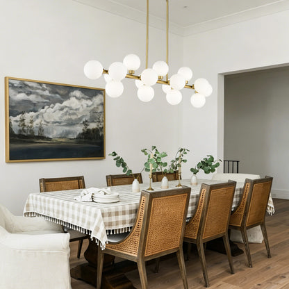 Pendant Lamp with Opal Glass Shade, 16-Lights Modern Farmhouse Ceiling Pendant Hanging Light Fixture Over Table, for Dining Room, Kitchen Island--NO INCLUDED BULBS--Gold+Opal