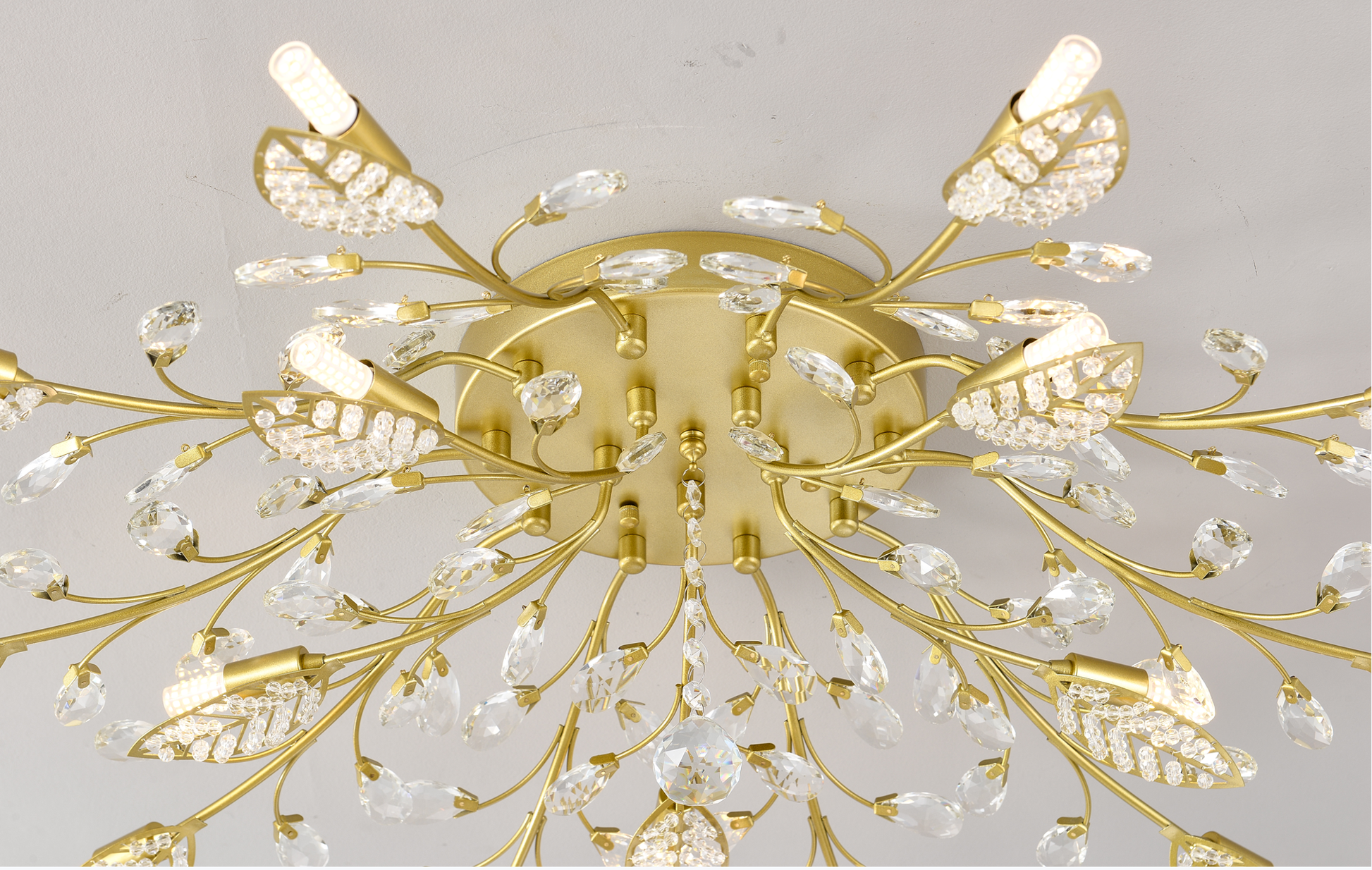 Gold Farmhouse Crystal Chandelier for Dining Room or Kitchen Island