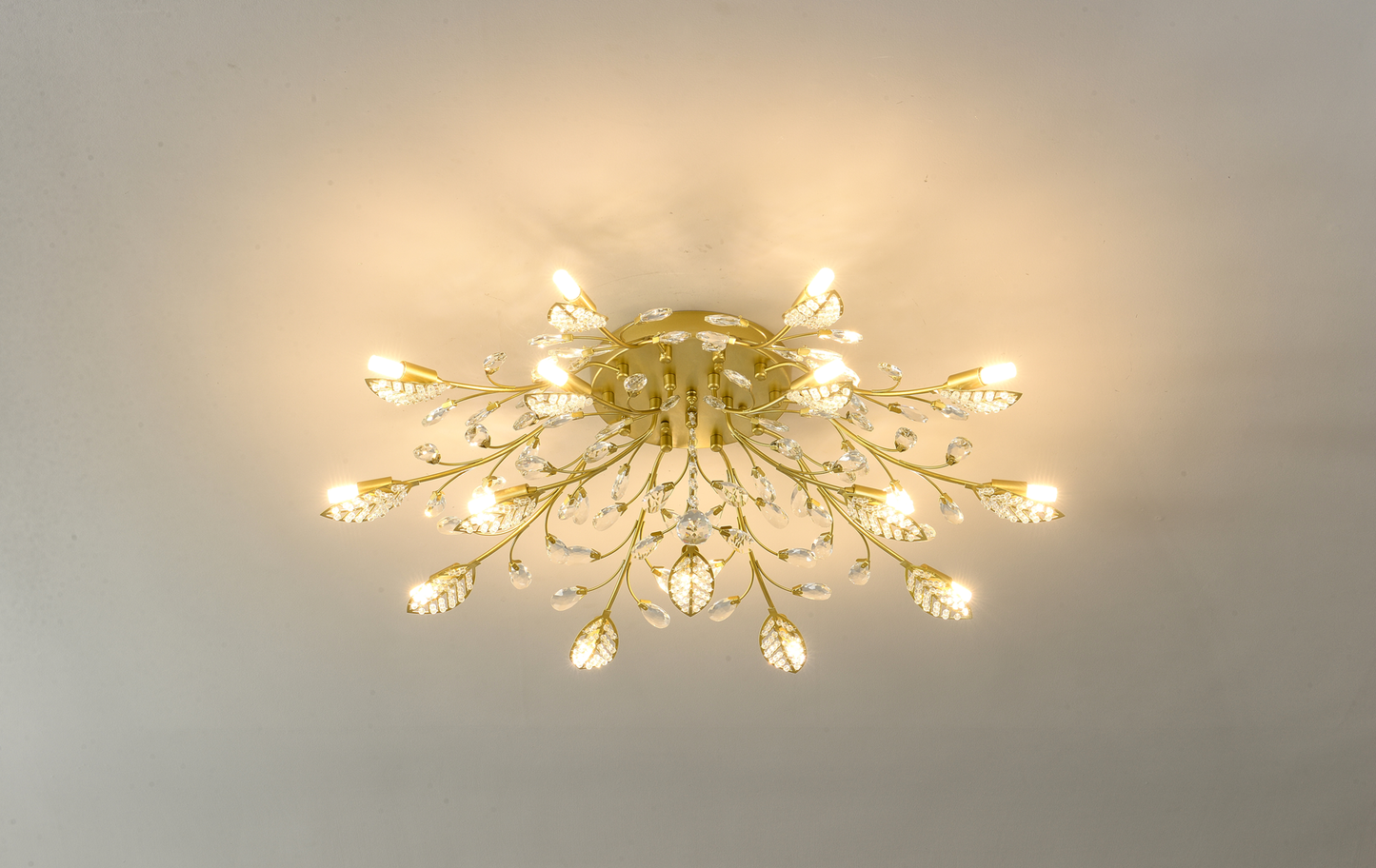 Gold Farmhouse Crystal Chandelier for Dining Room or Kitchen Island