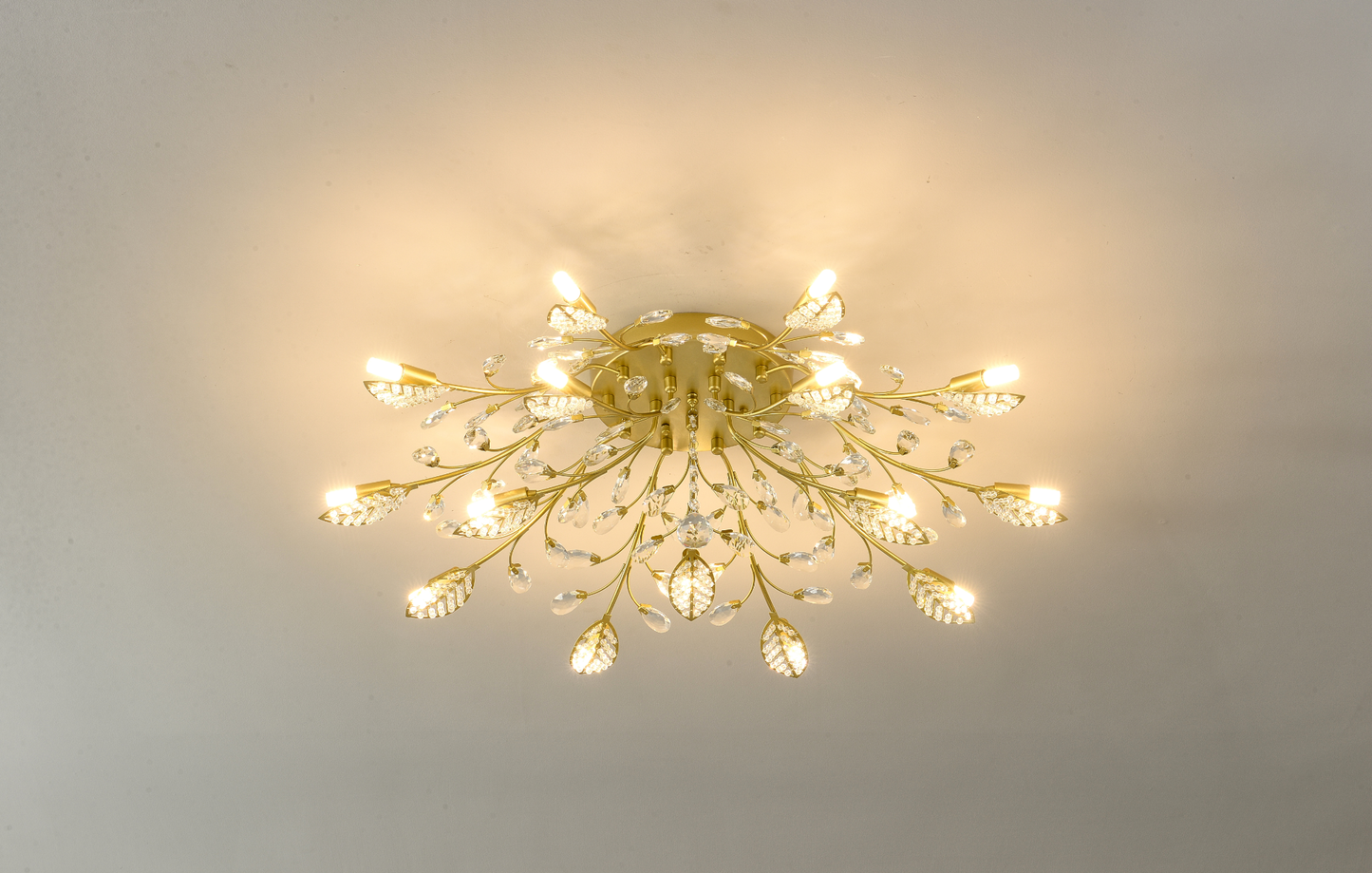 Gold Farmhouse Crystal Chandelier for Dining Room or Kitchen Island
