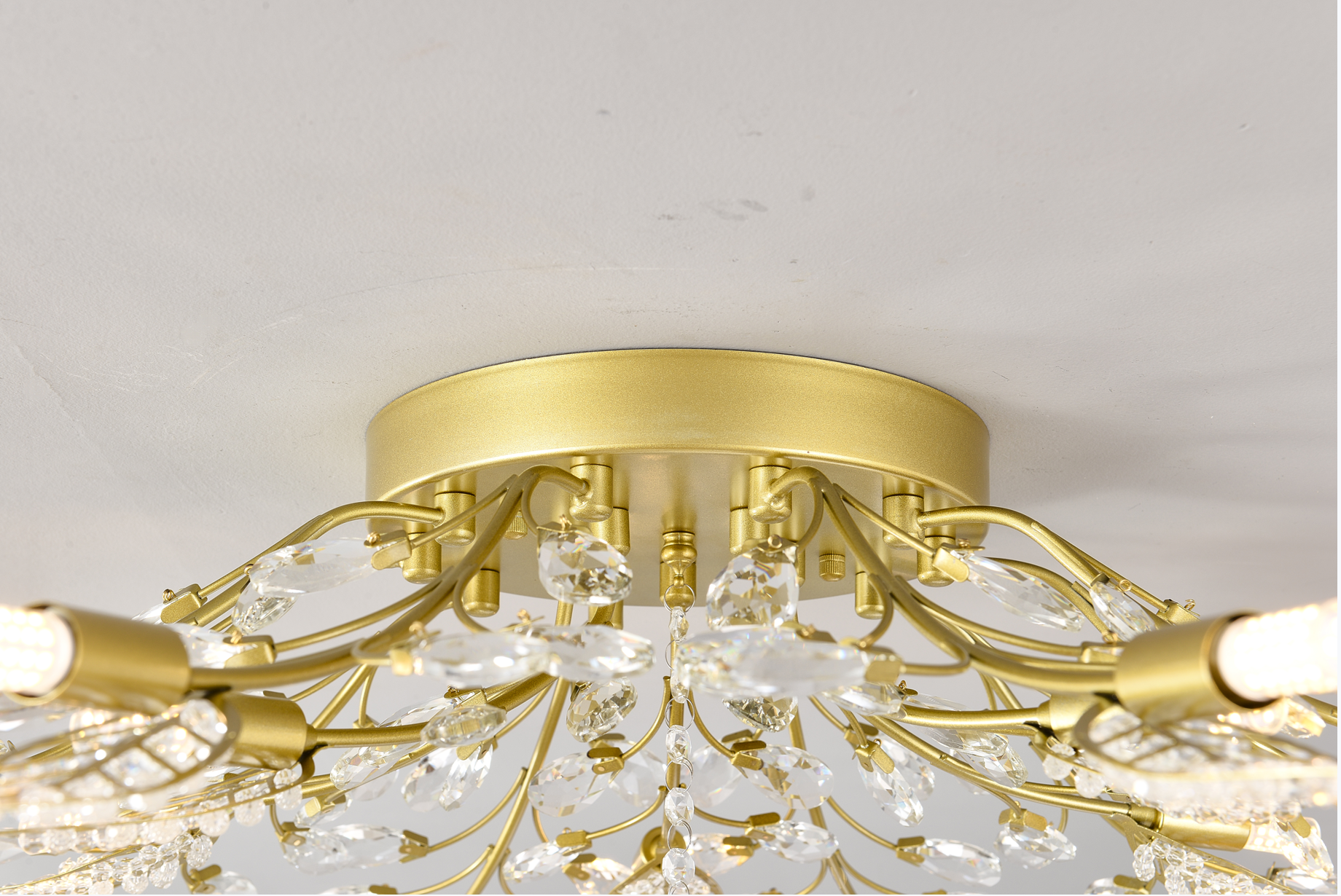 Gold Farmhouse Crystal Chandelier for Dining Room or Kitchen Island