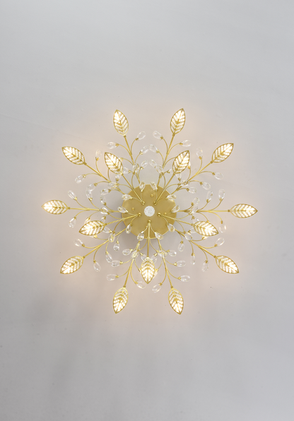 Gold Farmhouse Crystal Chandelier for Dining Room or Kitchen Island