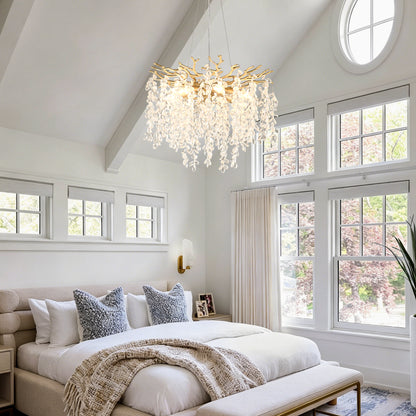 6-Light Chandelier Crystal Ceiling Lamp, 6-Lights Modern Farmhouse Ceiling Ceiling Hanging Light Fixture , for Dining Room, Kitchen Island--NO INCLUDED BULBS--GOLD