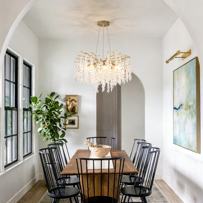 8-Light Chandelier Grape Crystal Ceiling Lamp, 8-Lights Modern Farmhouse Ceiling Ceiling Hanging Light Fixture , for Dining Room, Kitchen Island--NO INCLUDED BULBS--GOLD