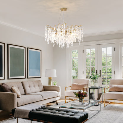 10-Light Chandelier Grape Crystal Ceiling Lamp, 10-Lights Modern Farmhouse Ceiling Ceiling Hanging Light Fixture , for Dining Room, Kitchen Island--NO INCLUDED BULBS--GOLD