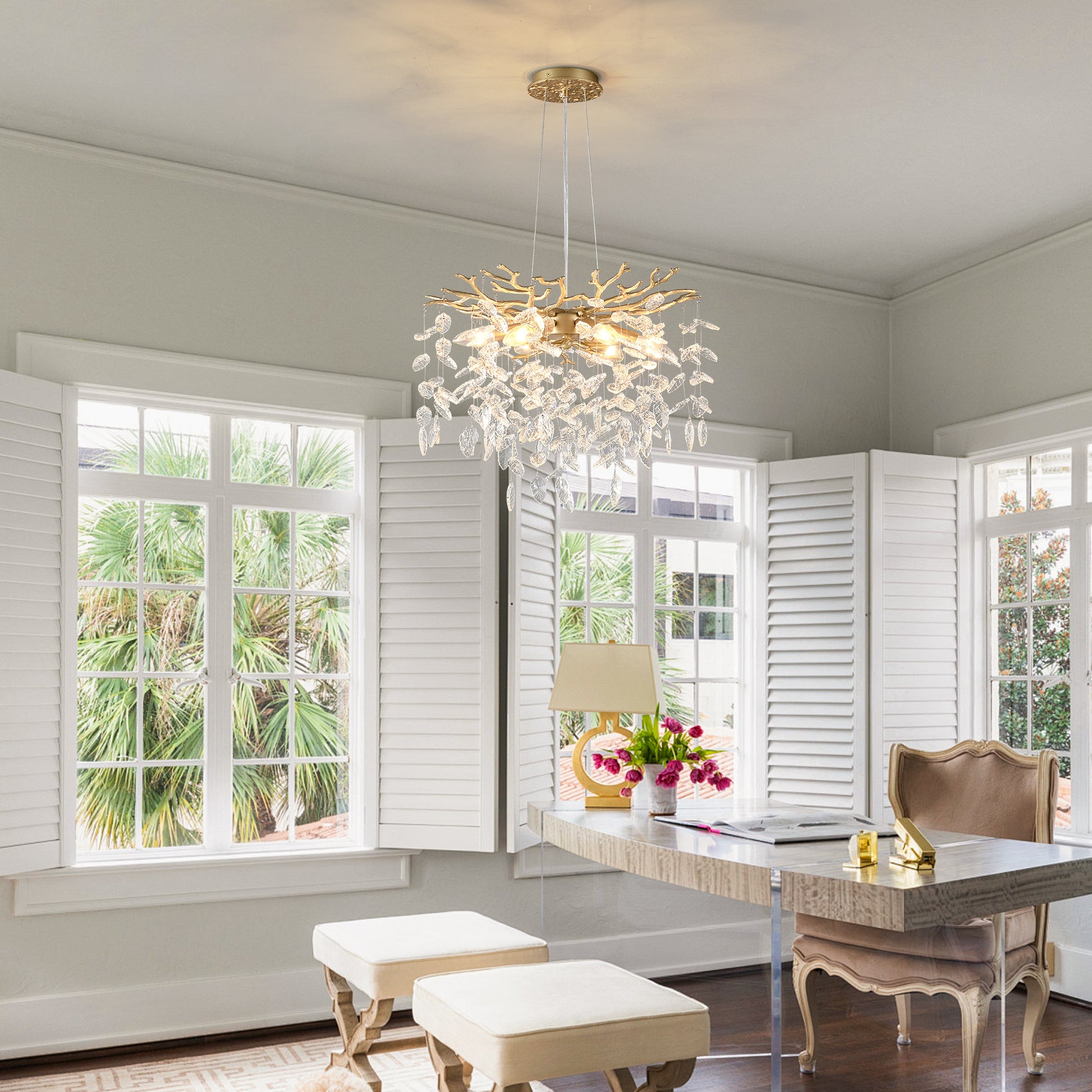 6-Light Gold Farmhouse Chandelier - Modern Kitchen Island Lighting