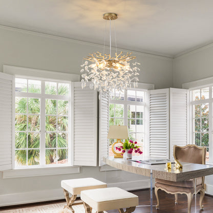 6-Light Gold Farmhouse Chandelier - Modern Kitchen Island Lighting