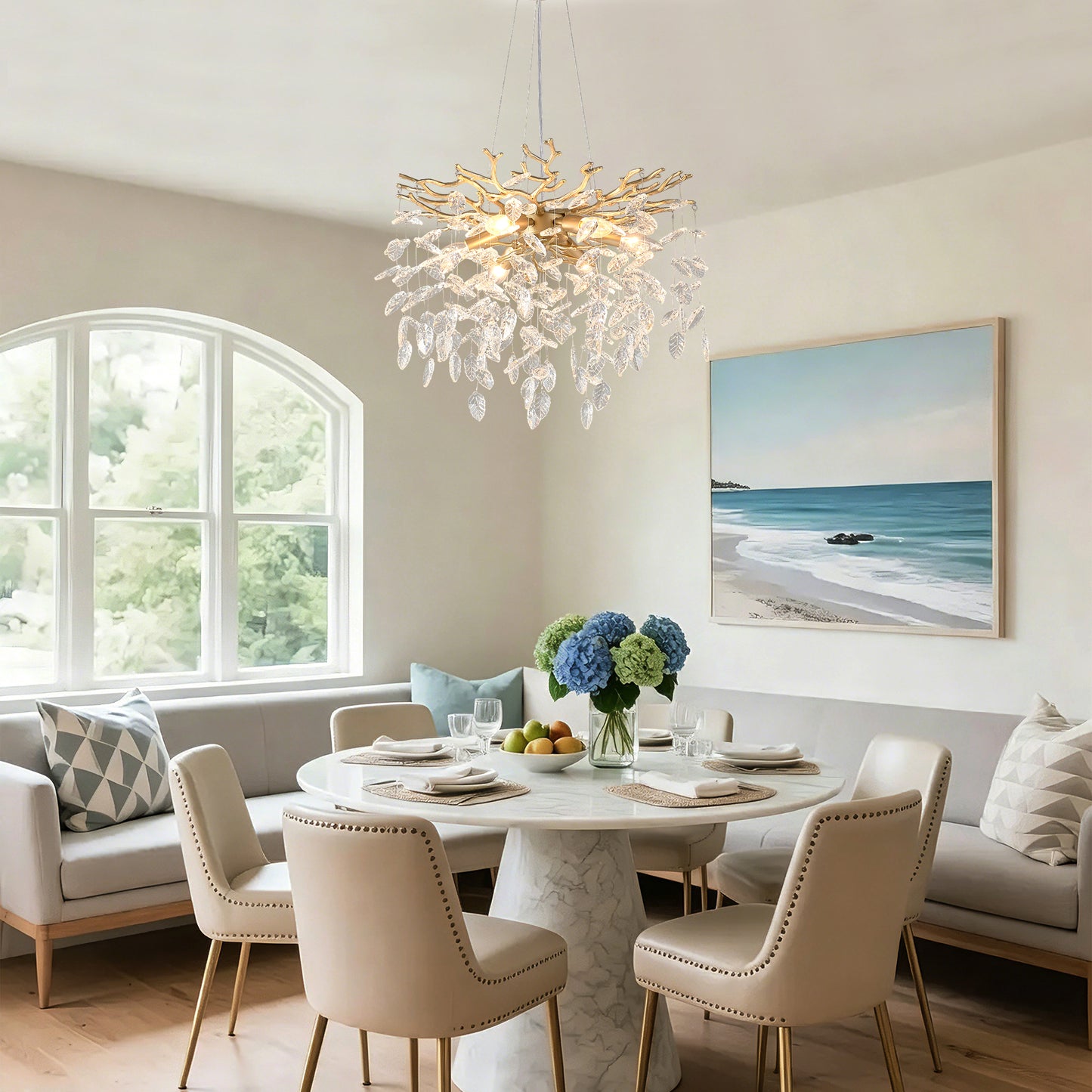 6-Light Gold Farmhouse Chandelier - Modern Kitchen Island Lighting