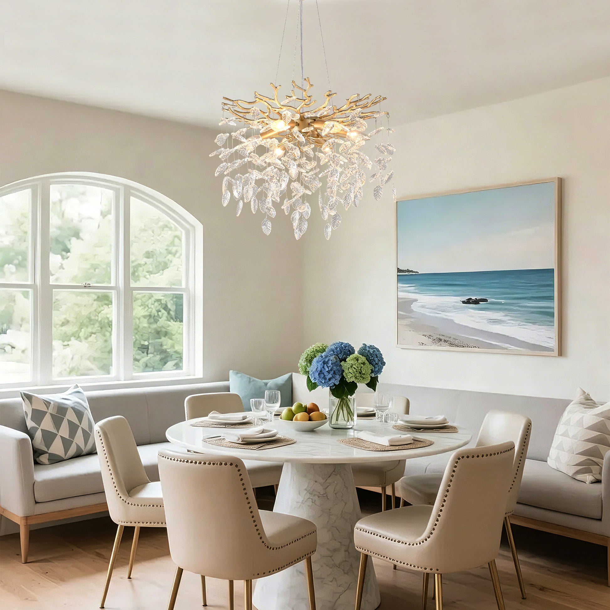 6-Light Gold Farmhouse Chandelier - Modern Kitchen Island Lighting