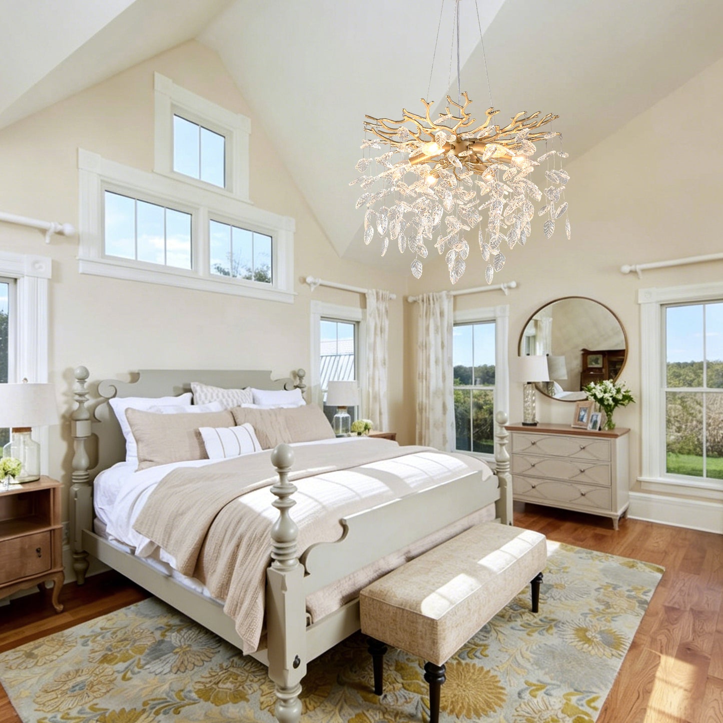 6-Light Gold Farmhouse Chandelier - Modern Kitchen Island Lighting