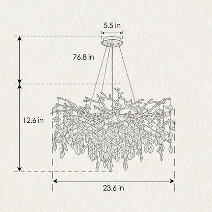 Gold Metal Farmhouse Chandelier with Crystal Accents for Dining Rooms