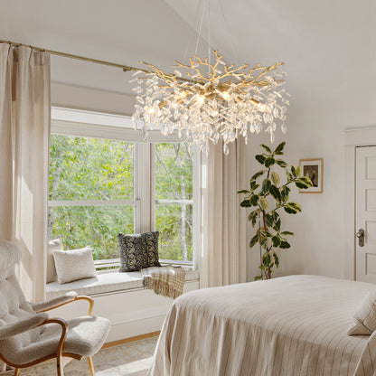 8-Light Chandelier  Crystal Ceiling Lamp, 8-Lights Modern Farmhouse Ceiling Ceiling Hanging Light Fixture , for Dining Room, Kitchen Island--NO INCLUDED BULBS--GOLD