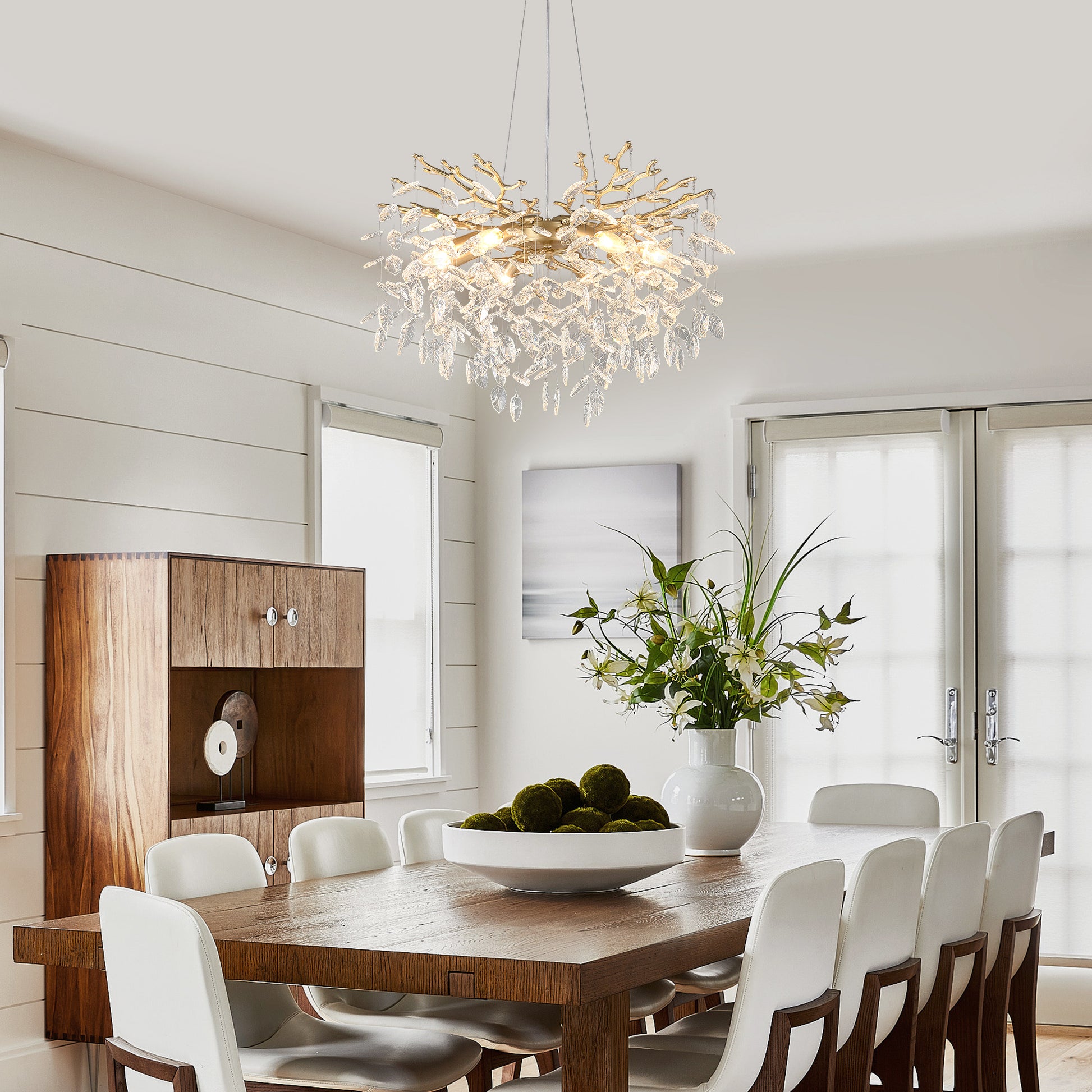 10-Light Gold Metal Chandelier - Farmhouse Style Lighting