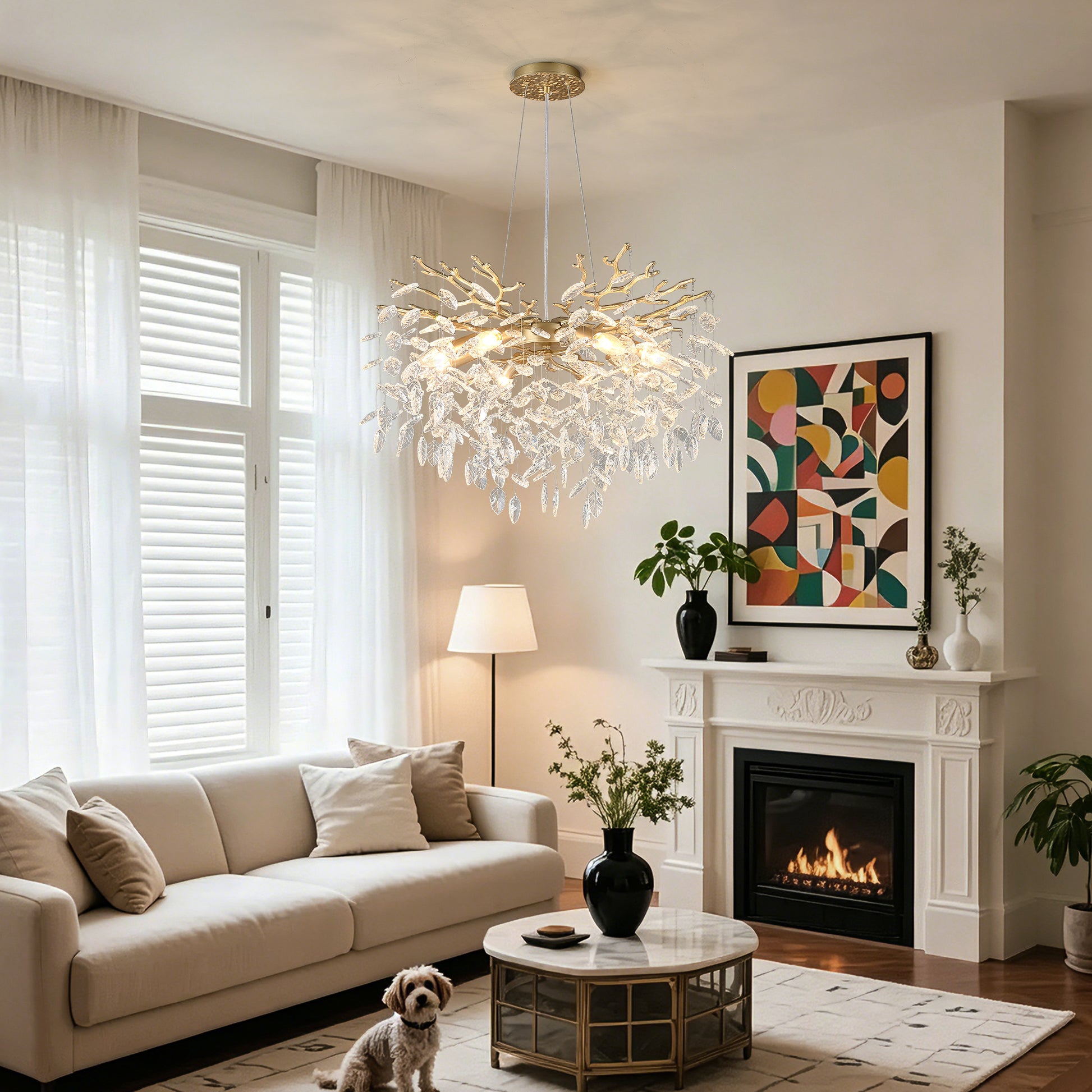 10-Light Gold Metal Chandelier - Farmhouse Style Lighting