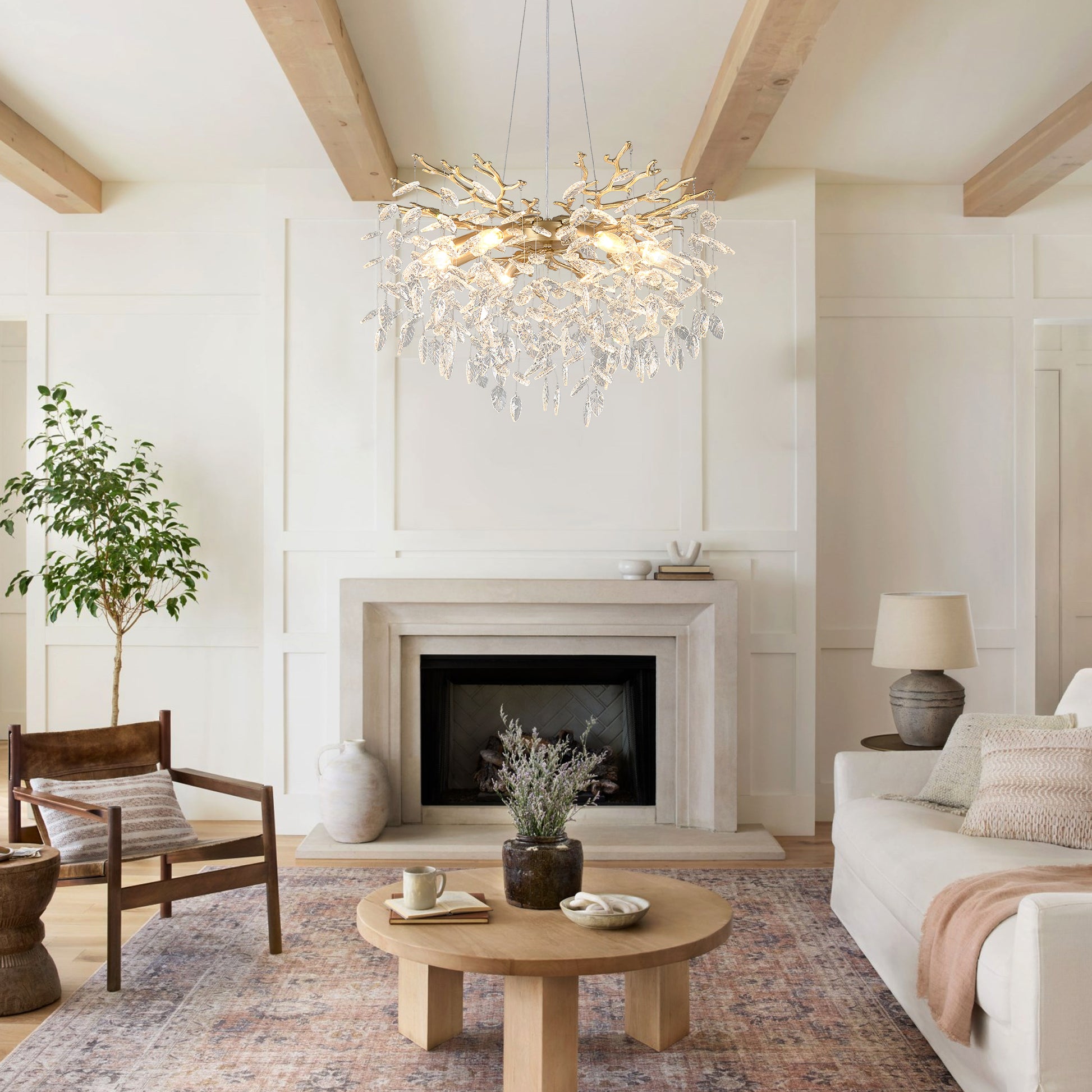 10-Light Gold Metal Chandelier - Farmhouse Style Lighting