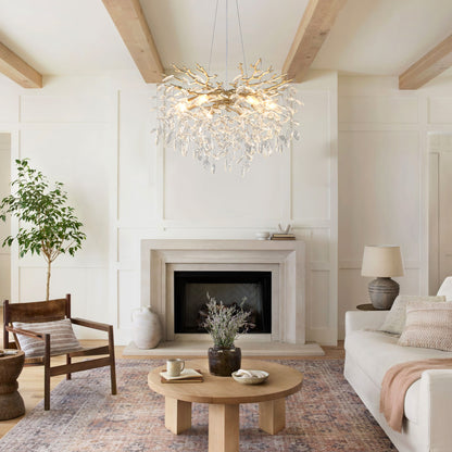 10-Light Gold Metal Chandelier - Farmhouse Style Lighting