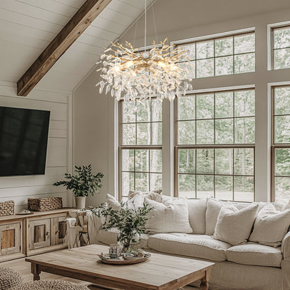 10-Light Gold Metal Chandelier - Farmhouse Style Lighting
