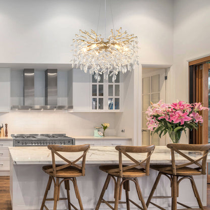 10-Light Gold Metal Chandelier - Farmhouse Style Lighting