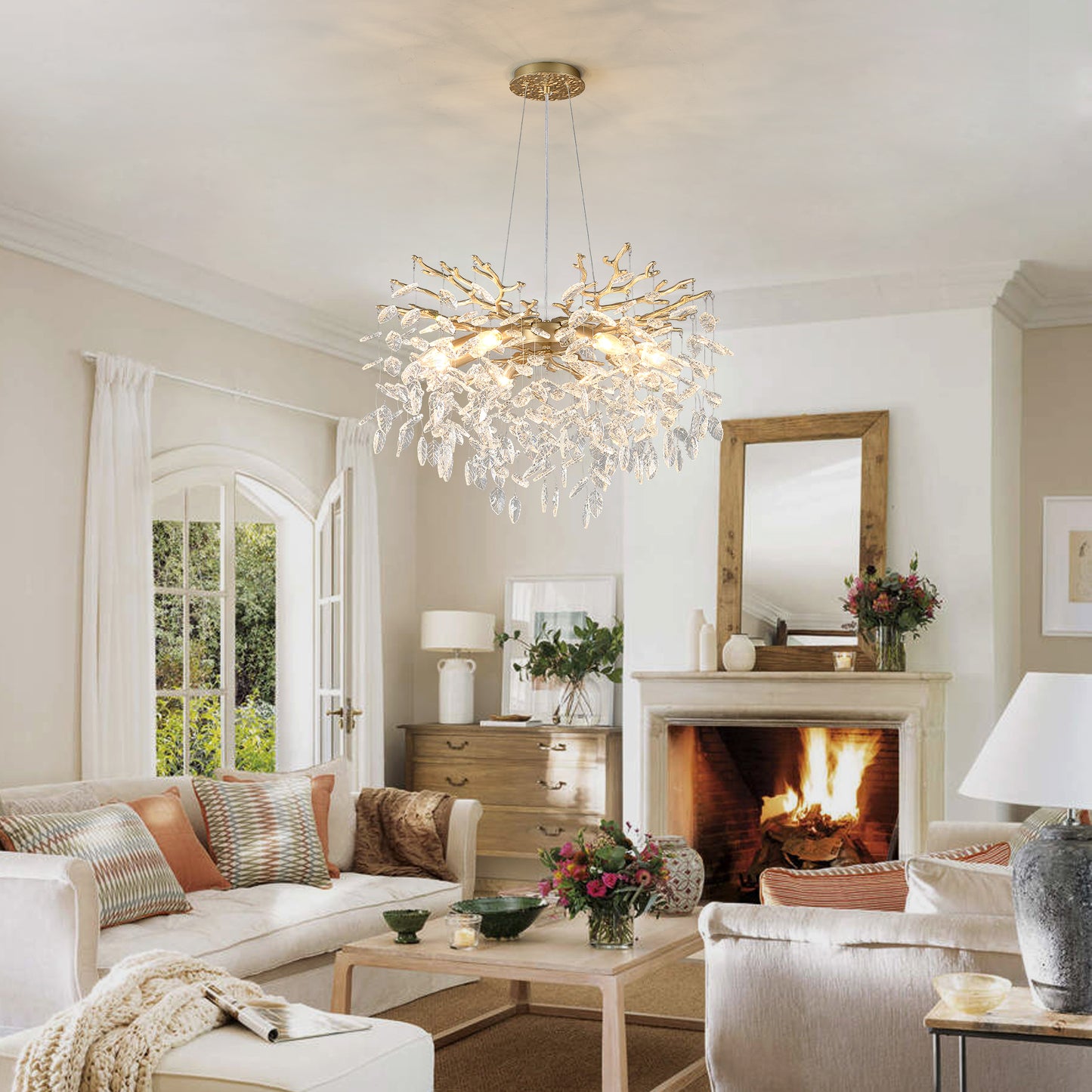 10-Light Gold Metal Chandelier - Farmhouse Style Lighting