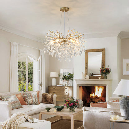 10-Light Gold Metal Chandelier - Farmhouse Style Lighting