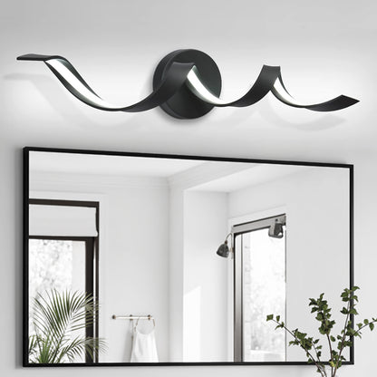 Modern LED Bathroom Vanity Lights, 24inch Dimmable Black Bathroom Lighting Fixture Over Mirror 15W Spiral Design LED Wall Light Fixtures--Black