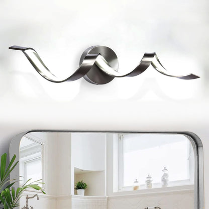 Modern LED Bathroom Vanity Lights, 24inch Dimmable Black Bathroom Lighting Fixture Over Mirror 15W Spiral Design LED Wall Light Fixtures--SN