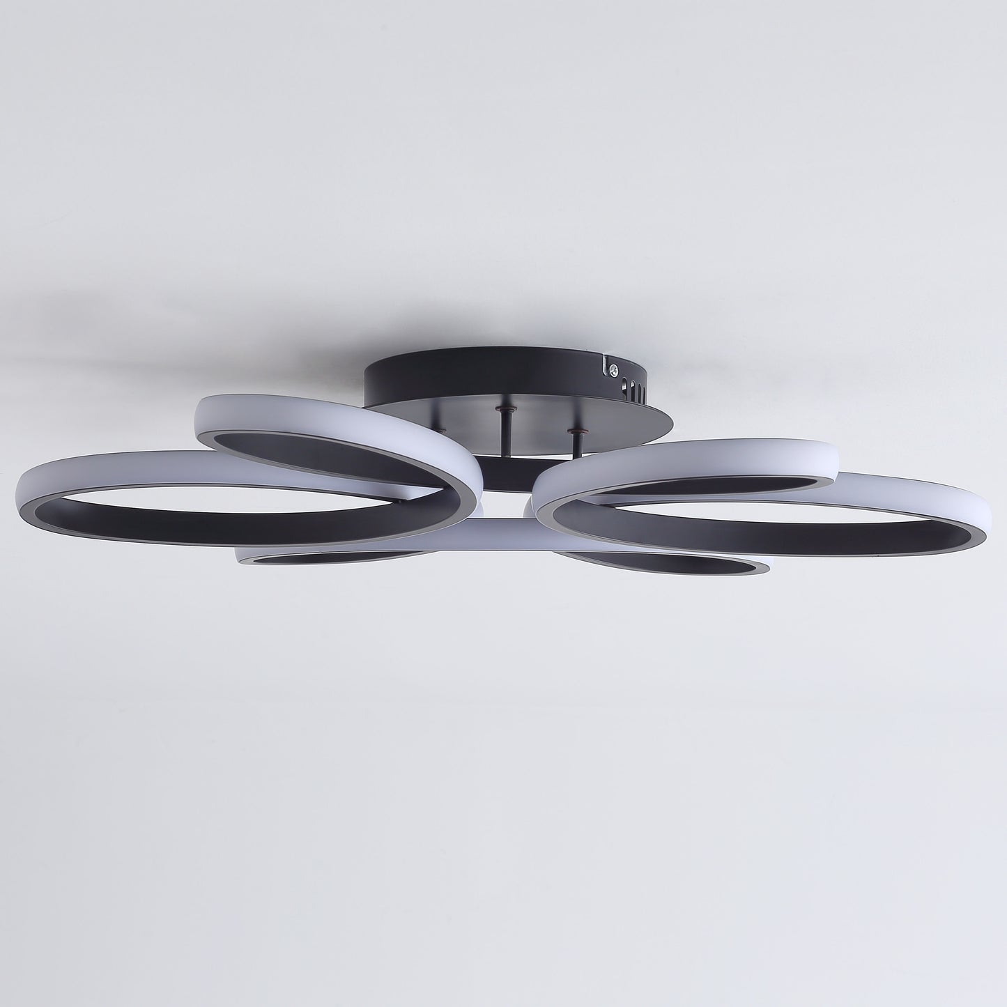 23 Inch Modern Flower Ceiling Light - Black Dimmable Lamp for Living Room Bedroom