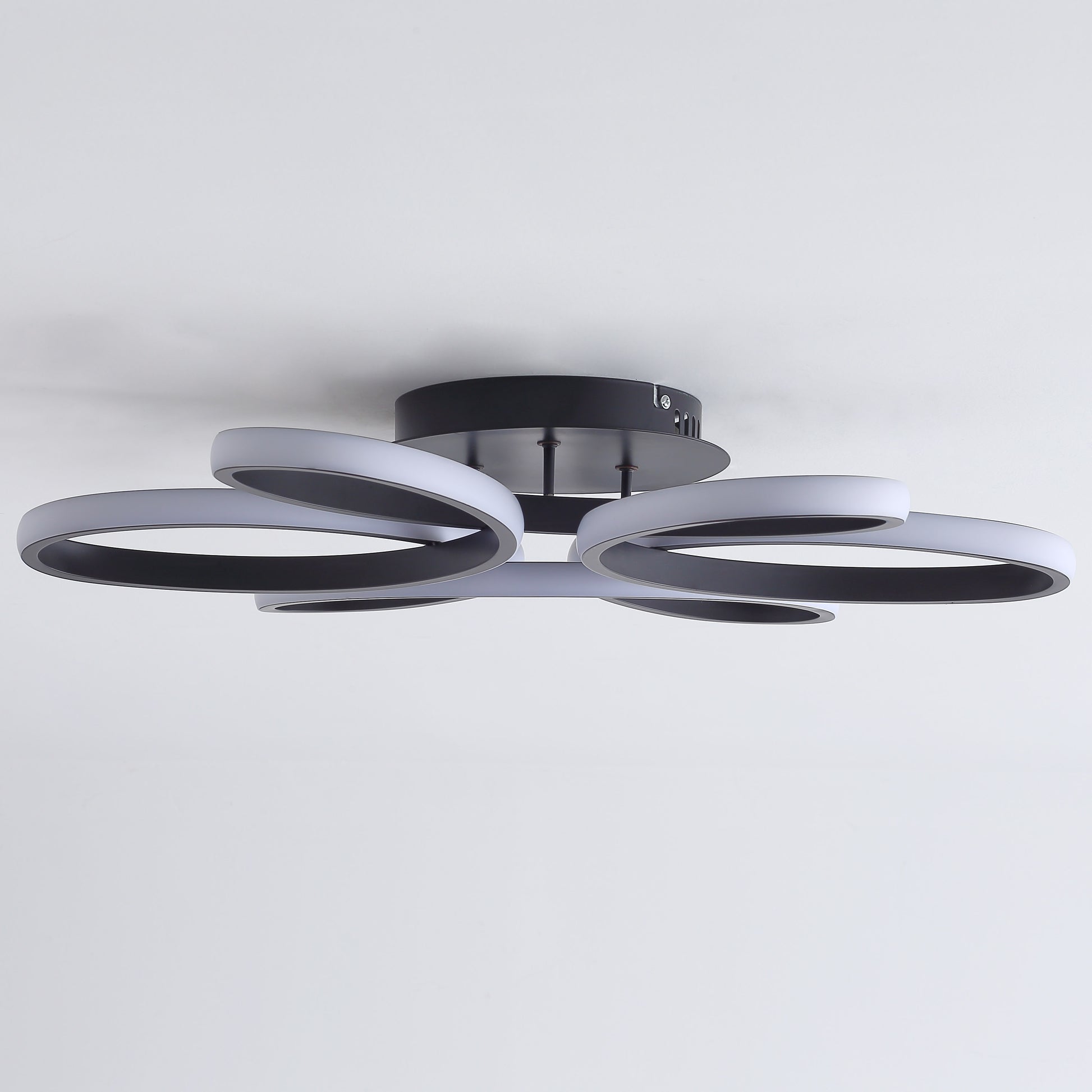 23 Inch Modern Flower Ceiling Light - Black Dimmable Lamp for Living Room Bedroom