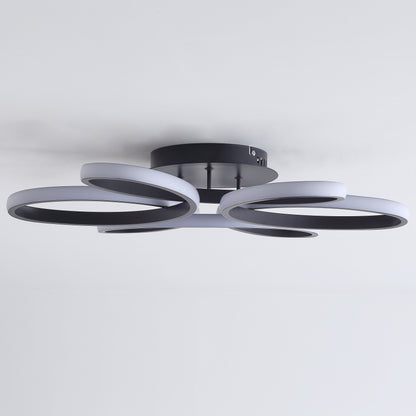 23 Inch Modern Flower Ceiling Light - Black Dimmable Lamp for Living Room Bedroom