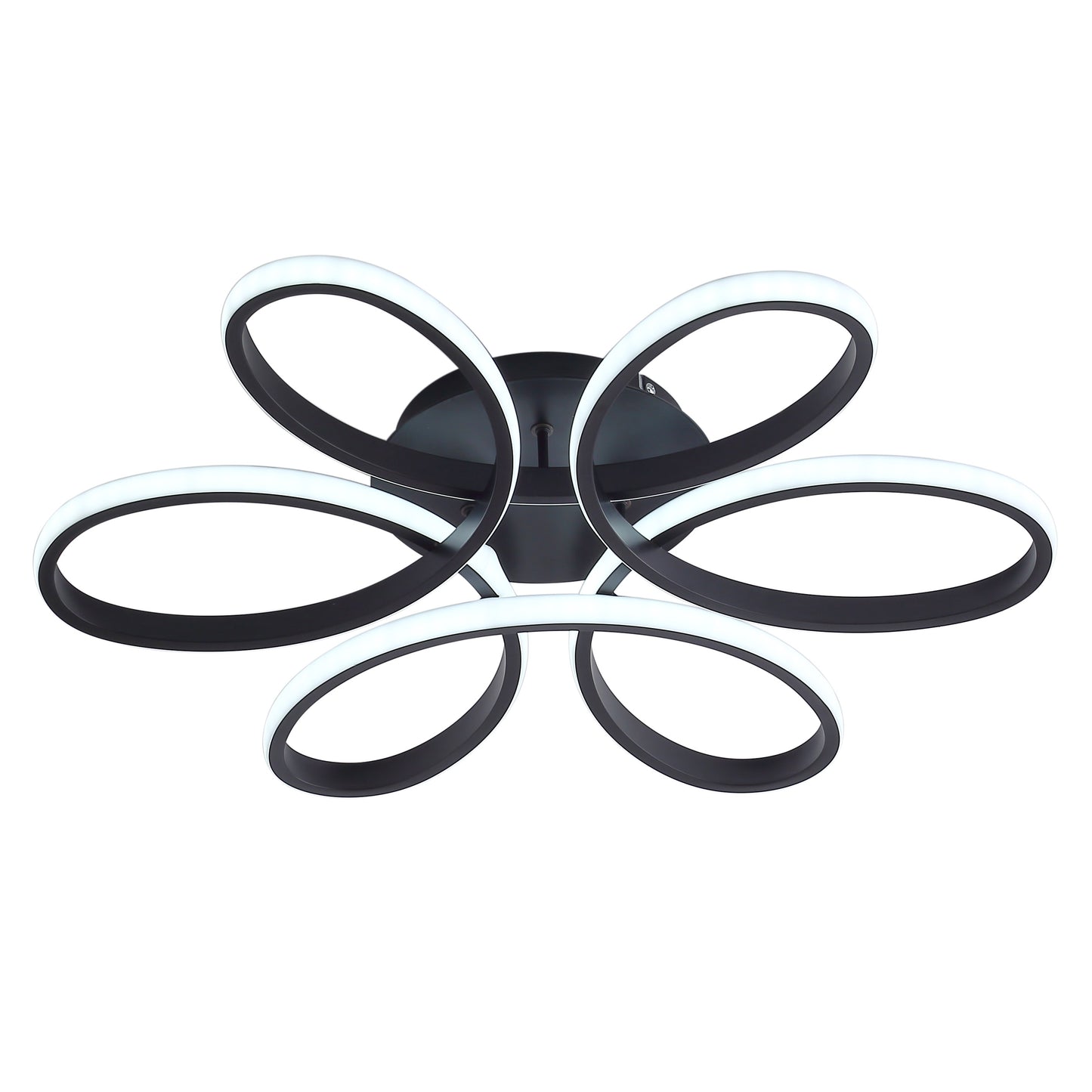 23 Inch Modern Flower Ceiling Light - Black Dimmable Lamp for Living Room Bedroom
