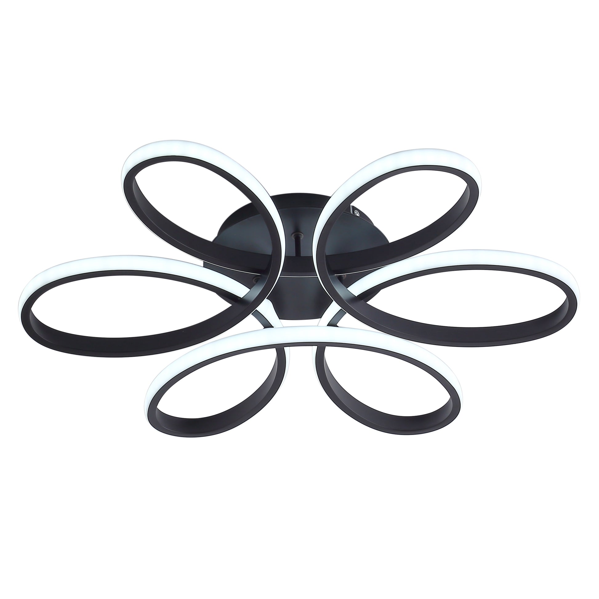 23 Inch Modern Flower Ceiling Light - Black Dimmable Lamp for Living Room Bedroom