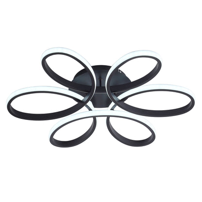 23 Inch Modern Flower Ceiling Light - Black Dimmable Lamp for Living Room Bedroom
