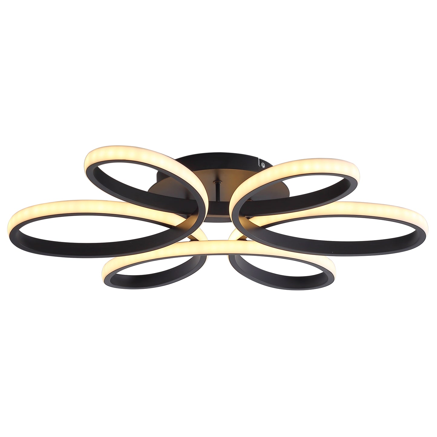 23 Inch Modern Flower Ceiling Light - Black Dimmable Lamp for Living Room Bedroom