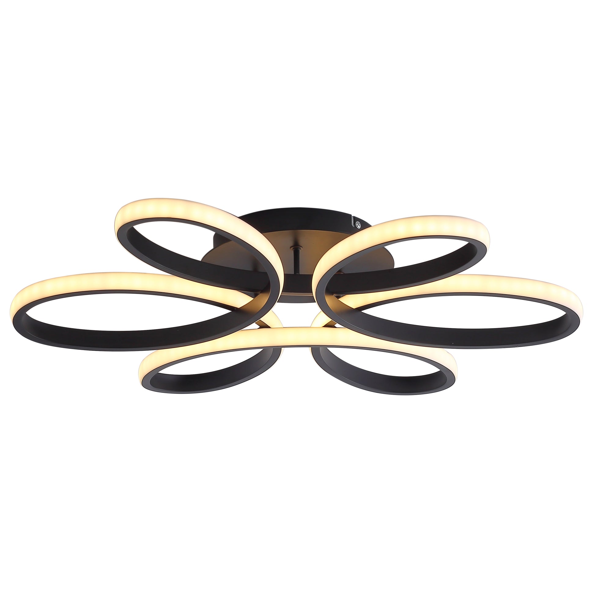 23 Inch Modern Flower Ceiling Light - Black Dimmable Lamp for Living Room Bedroom