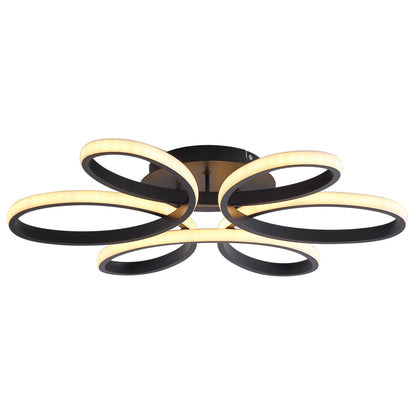 23 Inch Modern Flower Ceiling Light - Black Dimmable Lamp for Living Room Bedroom