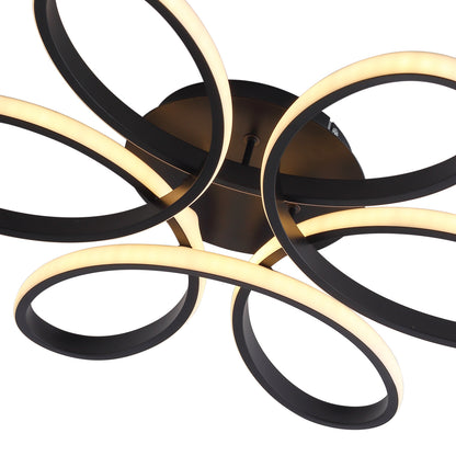 23 Inch Modern Flower Ceiling Light - Black Dimmable Lamp for Living Room Bedroom