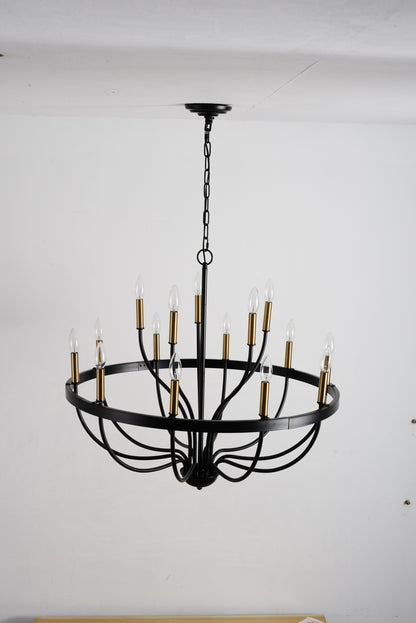 Industrial Gold+Black Chandelier - Dining Room Lighting
