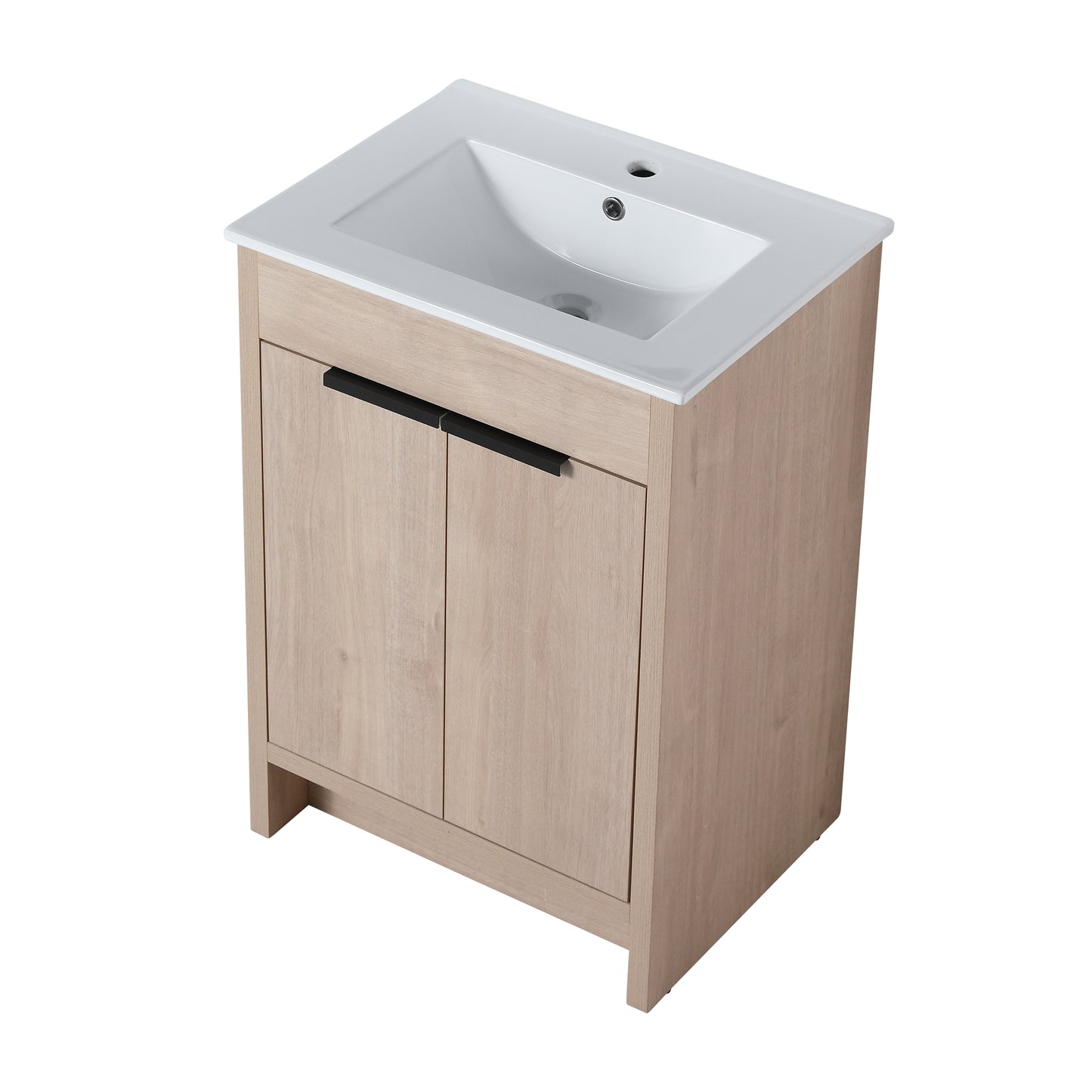 24" Freestanding Bathroom Vanity - Plain Light Oak Plywood