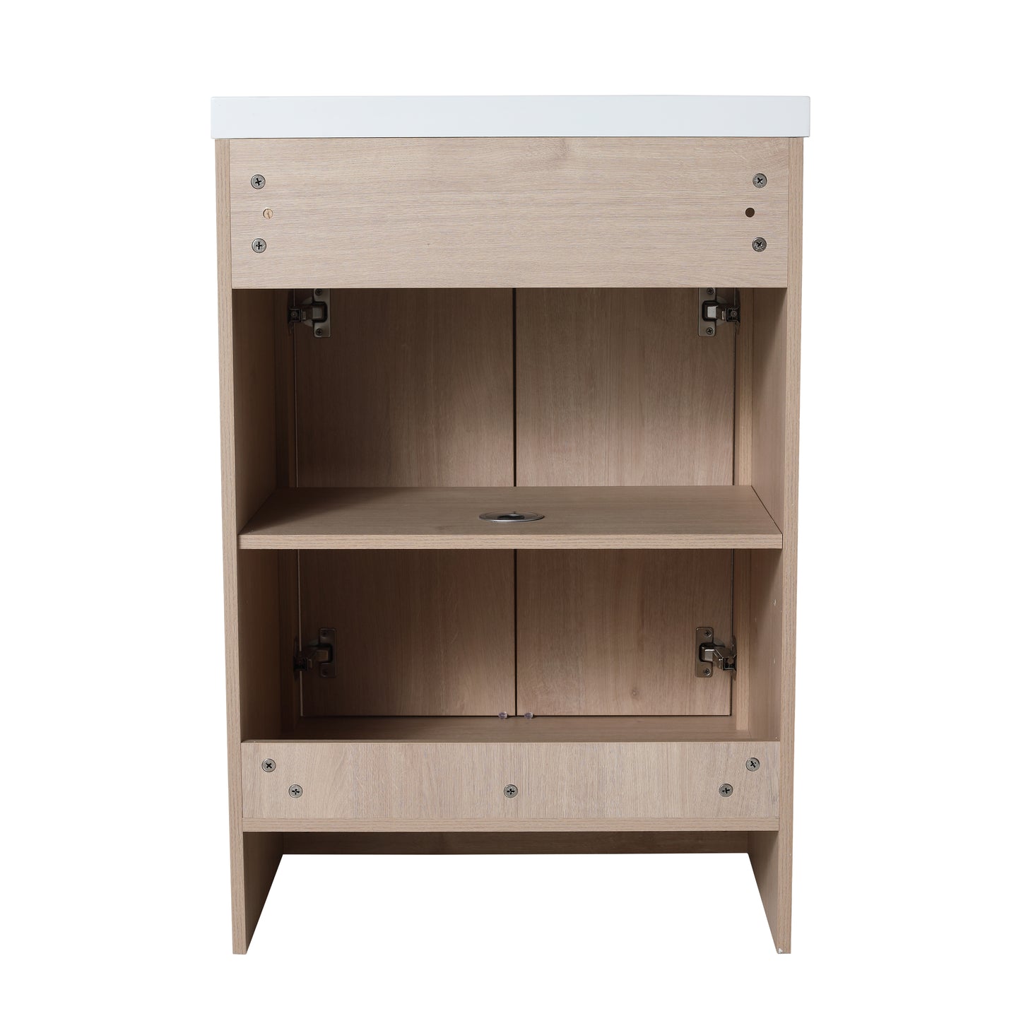 24" Freestanding Bathroom Vanity - Plain Light Oak Plywood