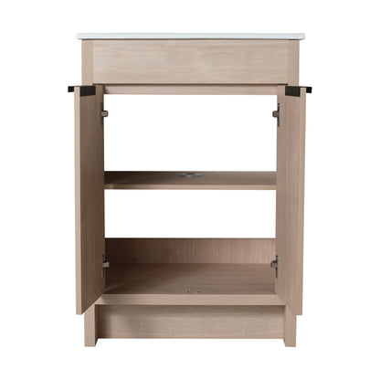 24" Freestanding Bathroom Vanity - Plain Light Oak Plywood