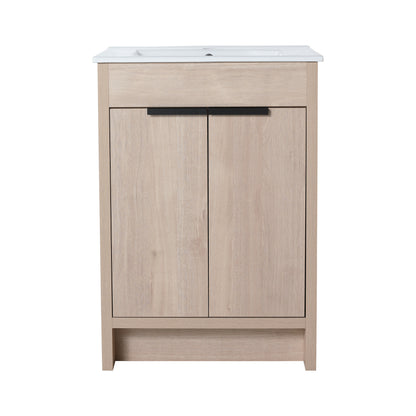 24"(23-1/4") Freestanding Bathroom Vanity with 2 Soft-Close Cabinet Doors ((KD-PACKING),Only Vanity without Top