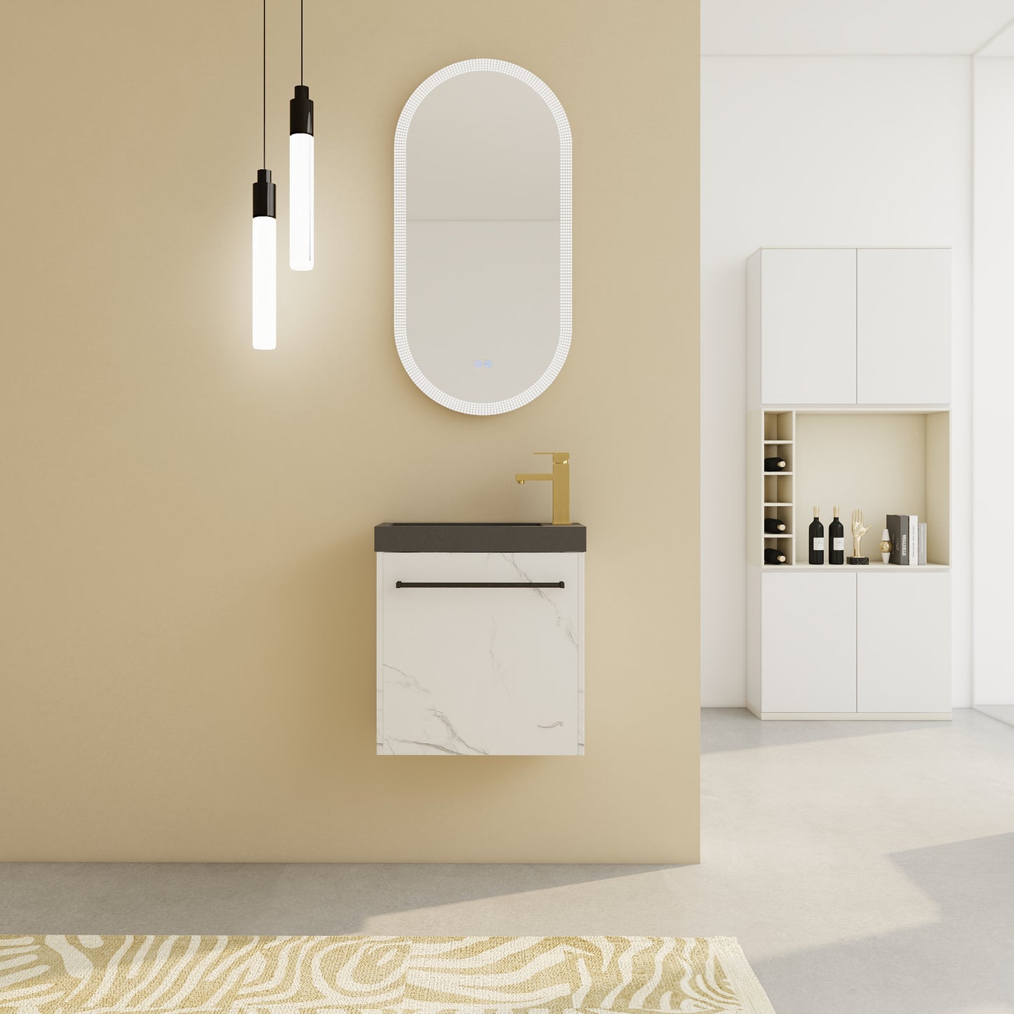 20'' Floating Wall-Mounted Bathroom Vanity with Resin Sink & Soft-Close Cabinet Door