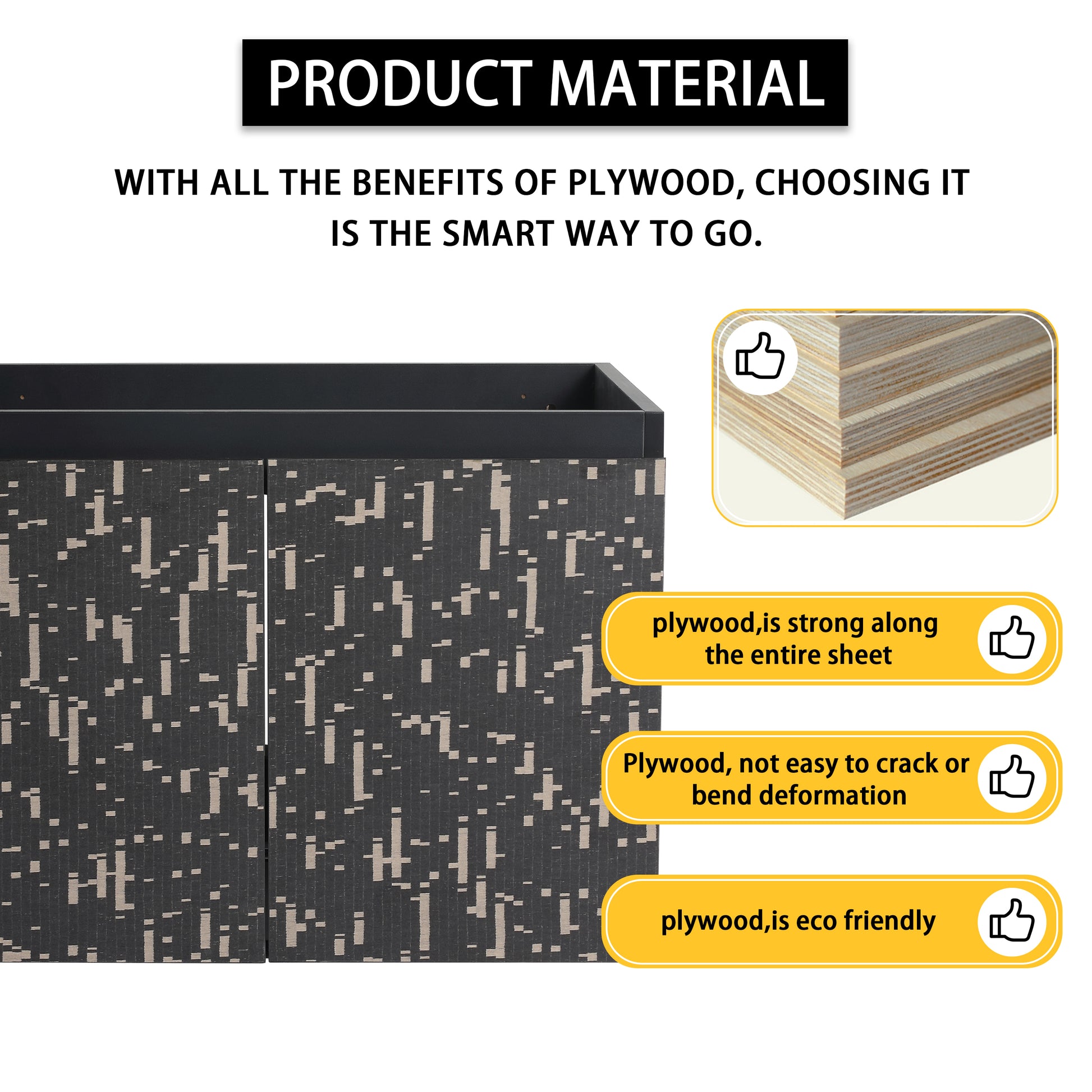 23.38" Yellow Black Plywood Bathroom Door Panel